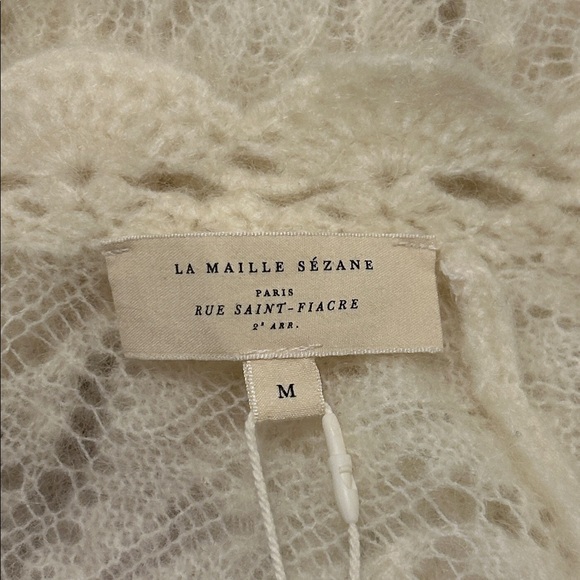 Sezane Nathalia Sweater Ecru Cream Wool Kid Mohair Blend V-neck NWT Size Medium - Picture 13 of 16